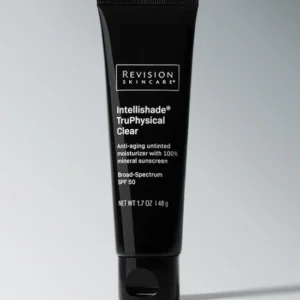 Revision Skincare Intellishade TruPhysical Clear SPF 50 at Entice Dallas, a mineral sunscreen and anti-aging moisturizer.
